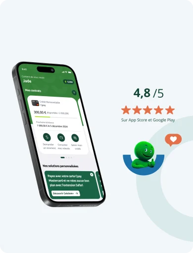 Avec l'application vous pouvez : demander un report de mensualités; consulter votre relevé, modifier votre mensualité, la date de prélèvement; faire un virement; suivre votre demande de crédit; et bien plus encore ... . L'application est disponible sur le playstore et l'appstore